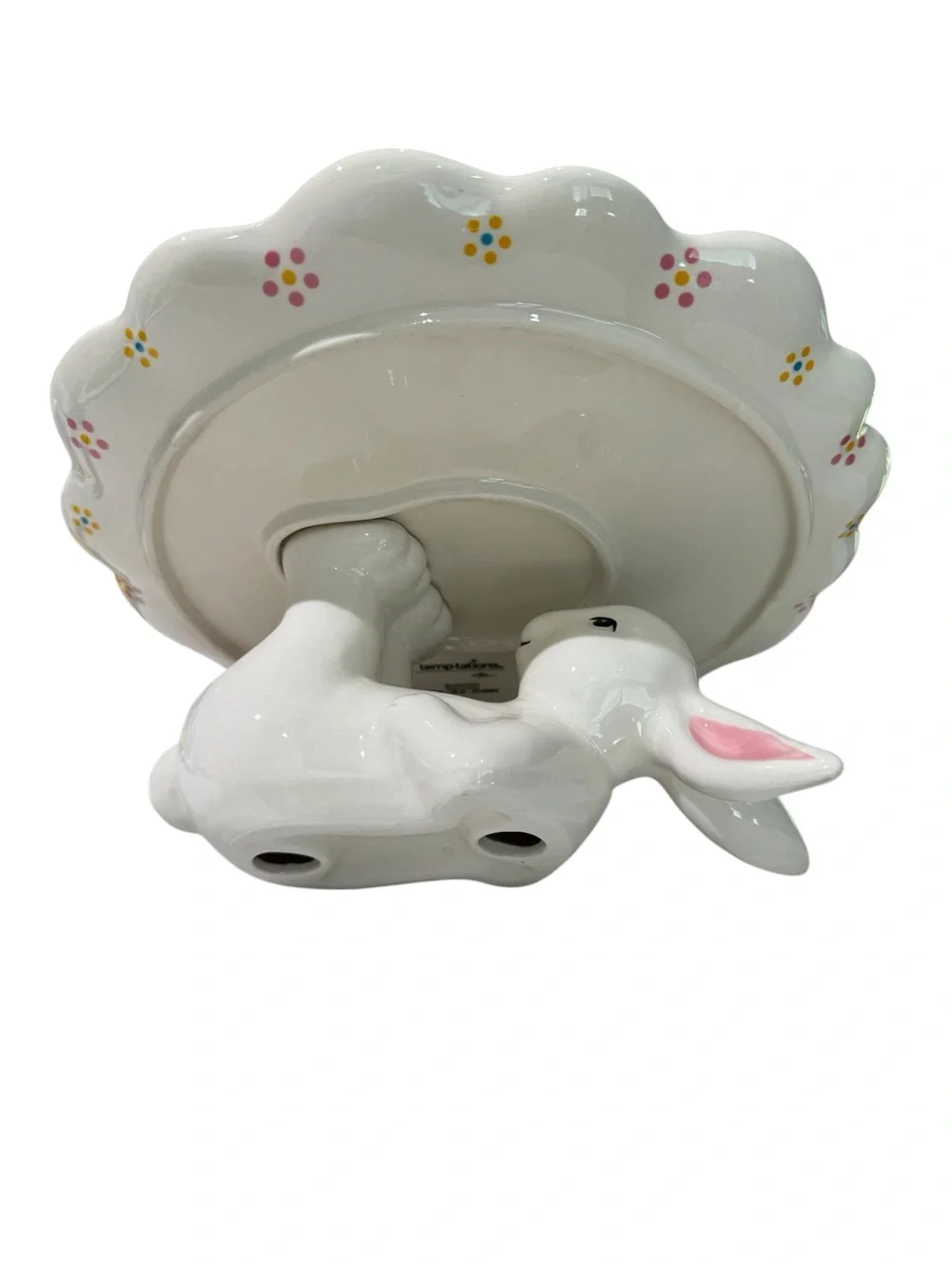Temp-Tations Special Edition Egg Hunt Ceramic Bunny Cake Stand Plate - 10